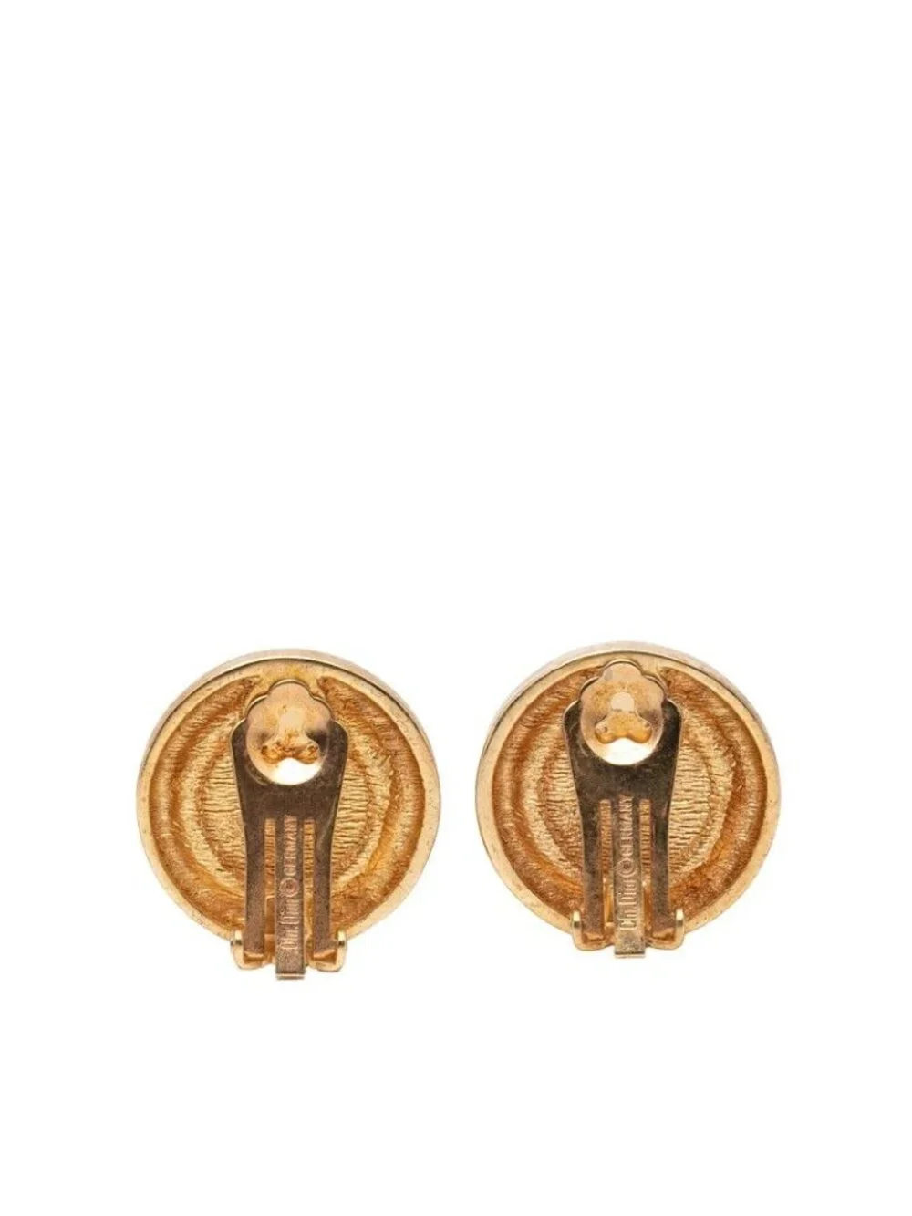 Dior Cdlogo Earrings Gold Plated Line Stone - Picture 2 of 3